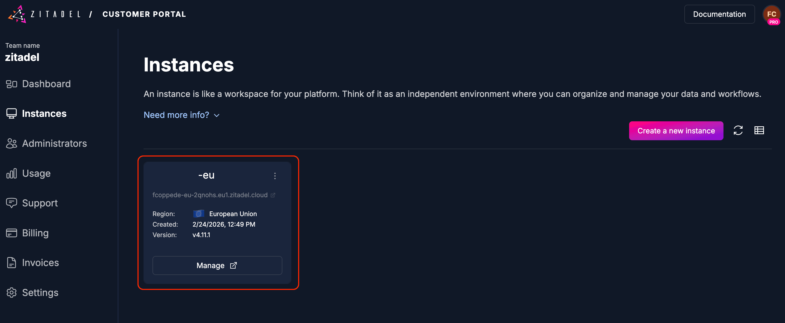 Select Instance